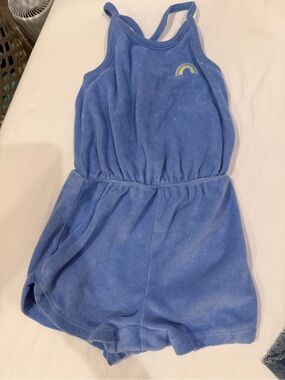 GAP Blue Terry Kids Romper with Rainbow Embroider